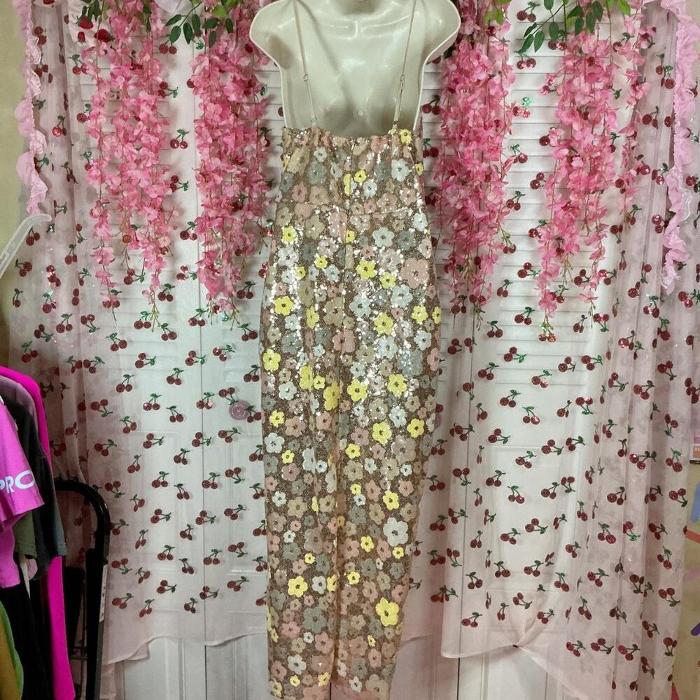 Floral Sequin Midi Dress Floral Dress - Picture 3 of 6
